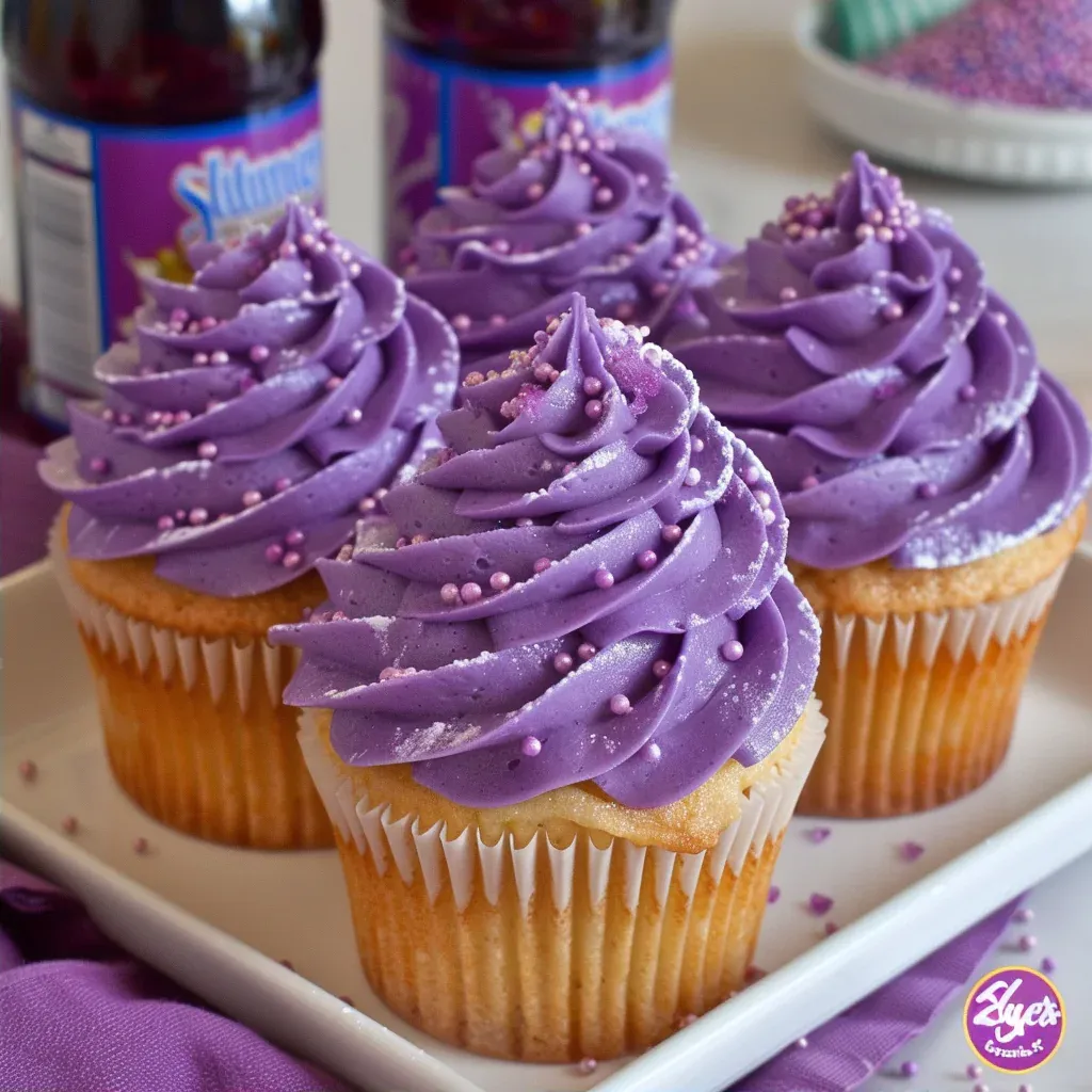 Grape Soda Cupcakes with Tangy Grape Frosting - Recipe Image