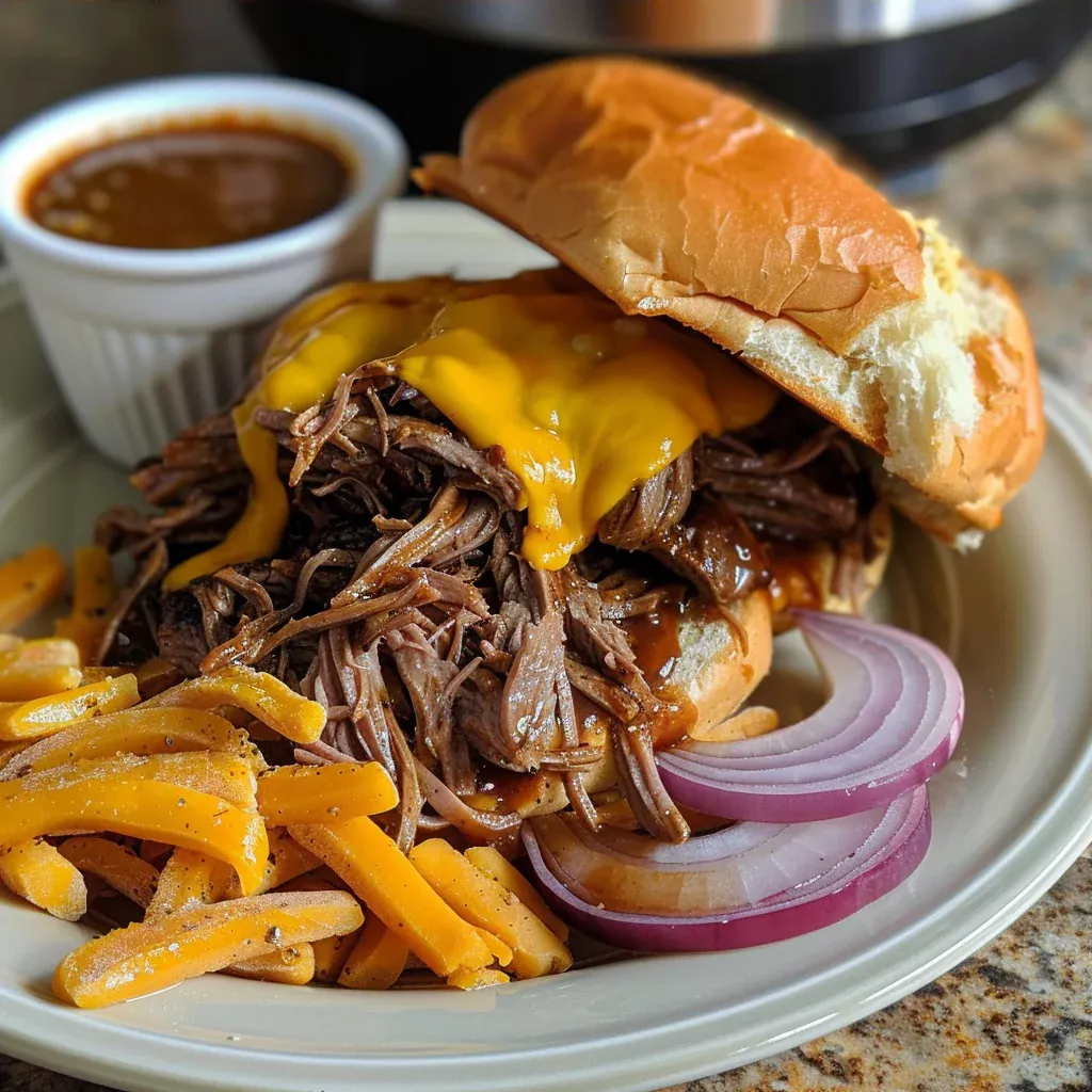 Easy Crockpot Beef and Cheddar Sandwiches for Busy Nights - Recipe Image