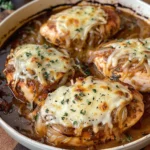 French Onion Soup Chicken Bake with Melted Gruyère - Recipe Image