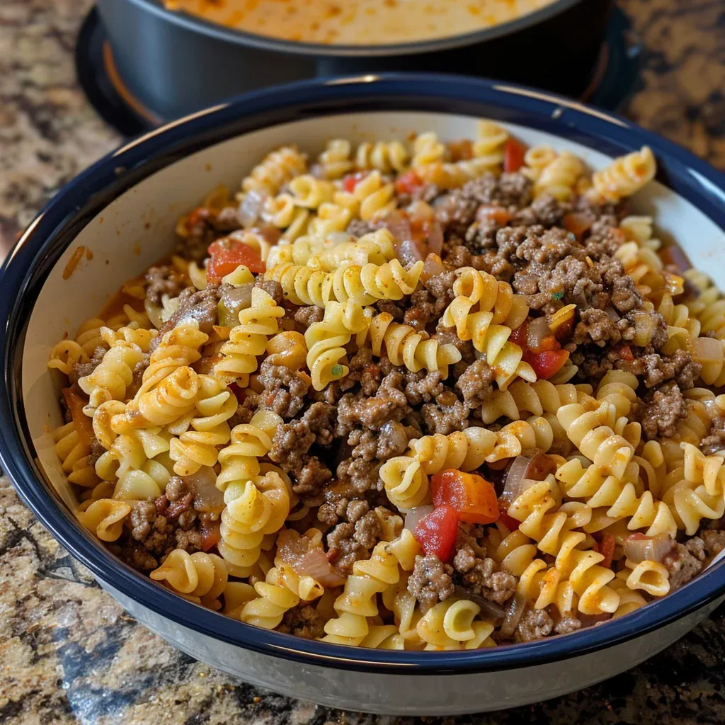 Cheesy Rotel Beef Pasta – Easy One-Pot Dinner - Recipe Image