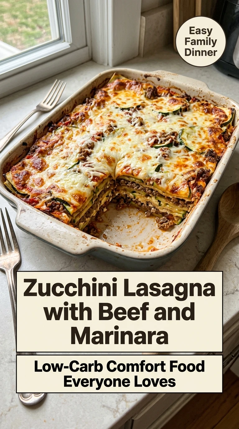 Zucchini Lasagna with Beef and Marinara for a Healthy Family Dinner - Recipe Image
