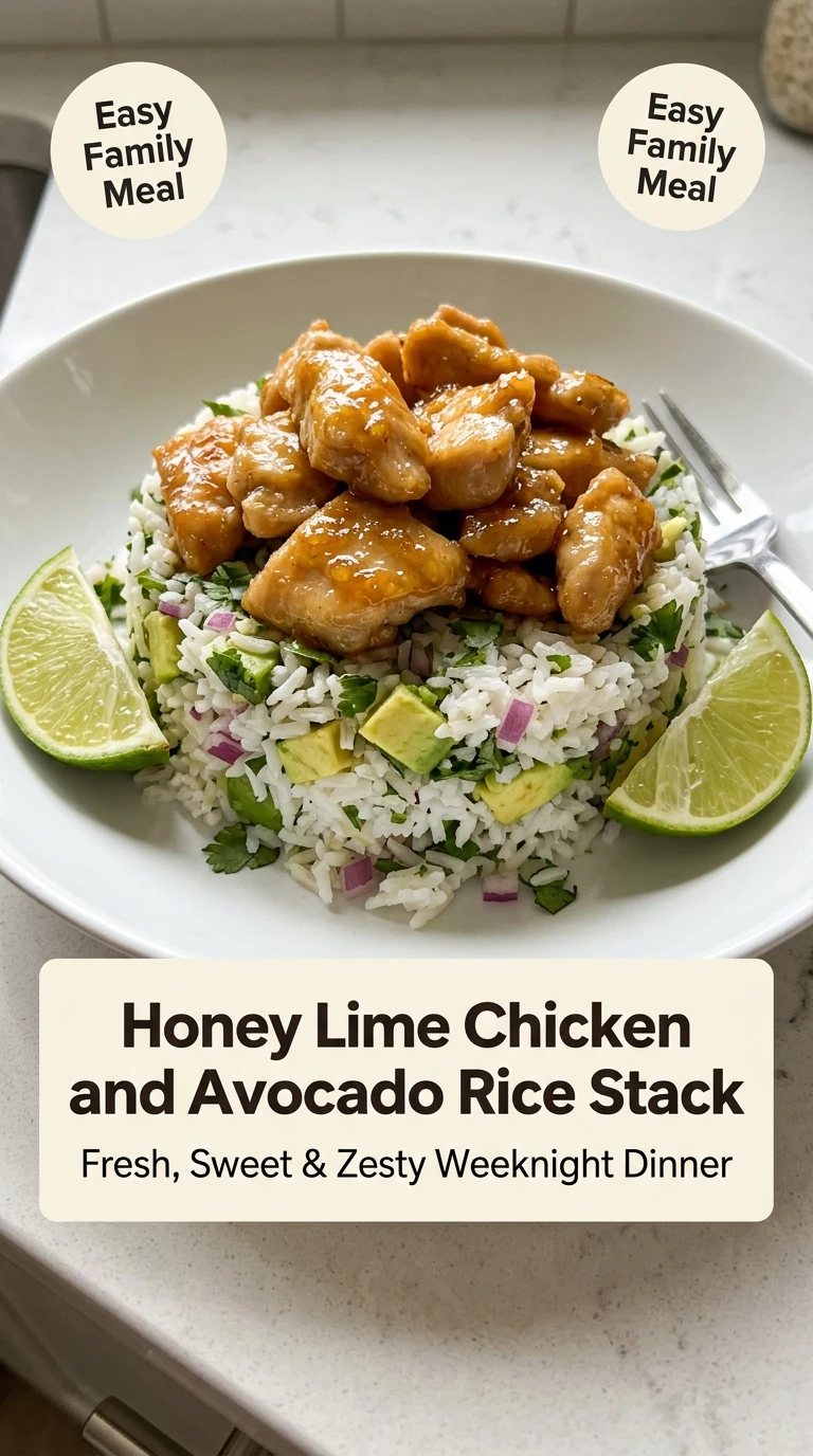 Honey Lime Chicken and Avocado Rice Stack Recipe - Recipe Image
